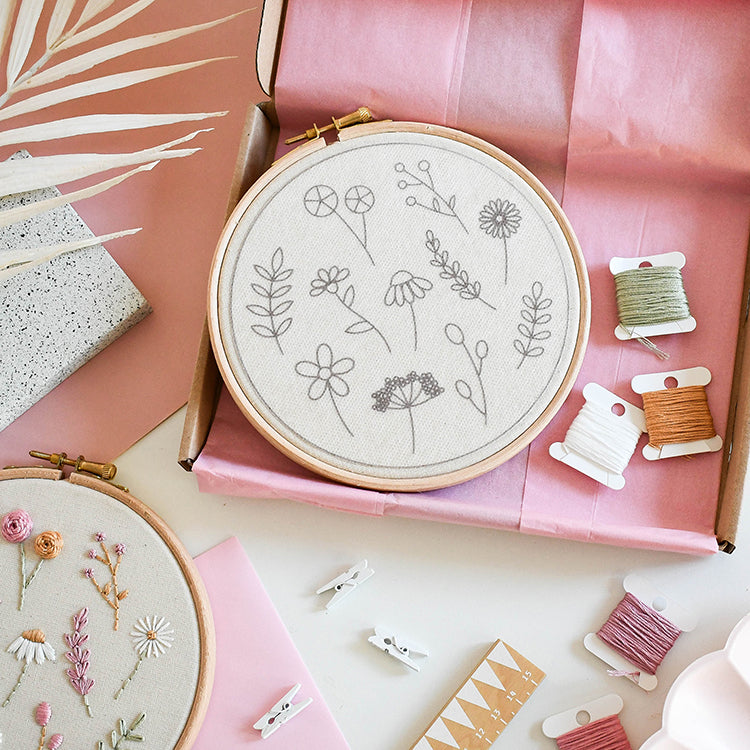 Beginner Embroidery Kit- Wildflowers - Free UK Delivery