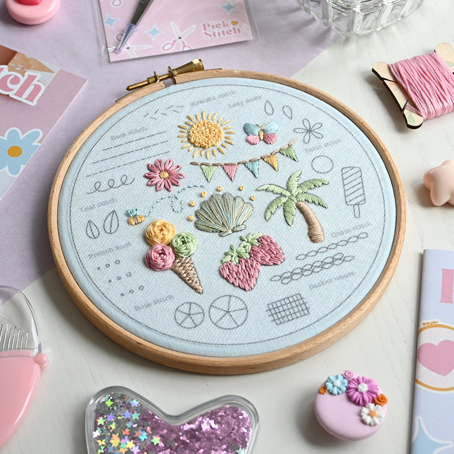 Beginner Embroidery Kit - Summer Fun - Free UK Delivery