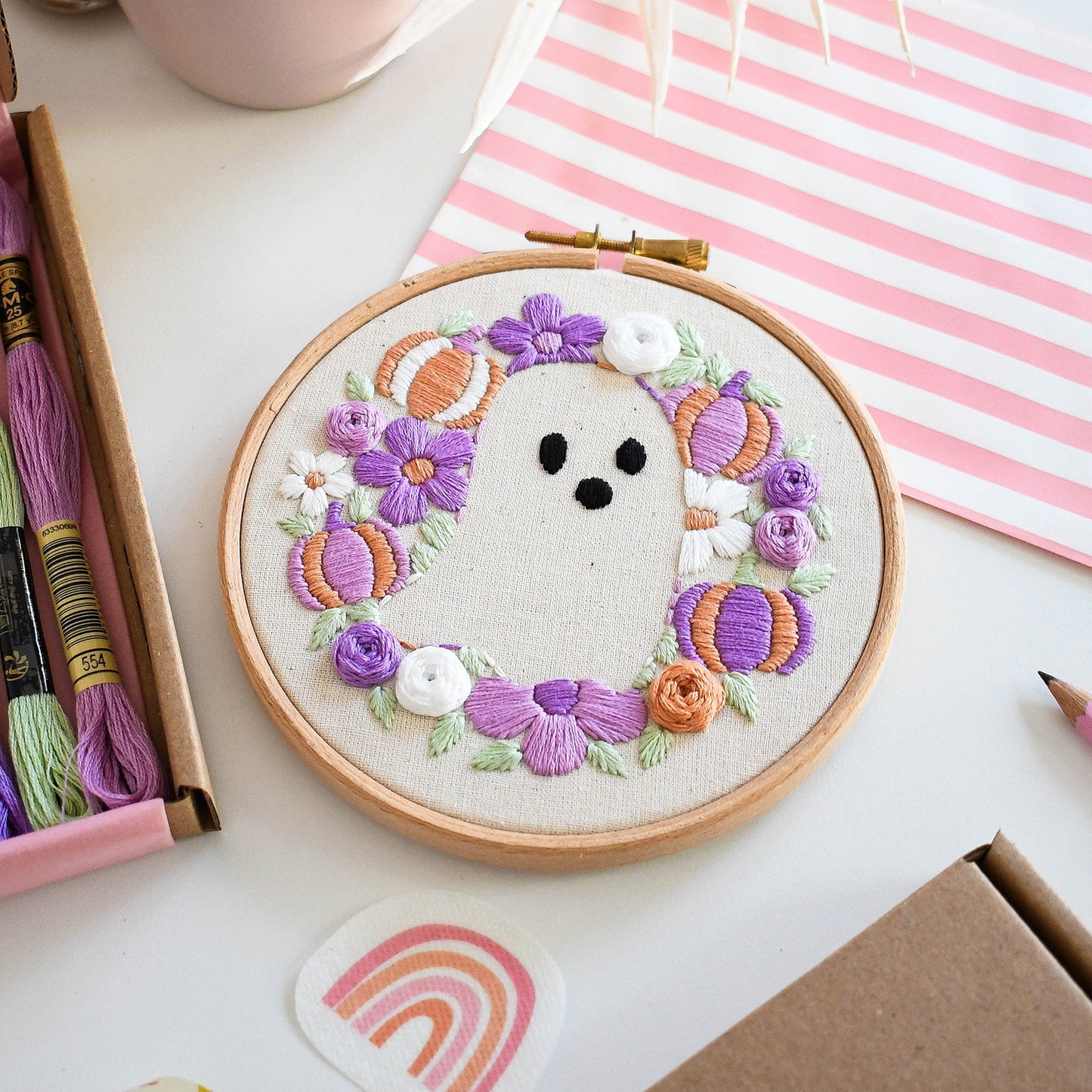 Pumpkin Background Halloween Embroidery Kit - Free UK Delivery