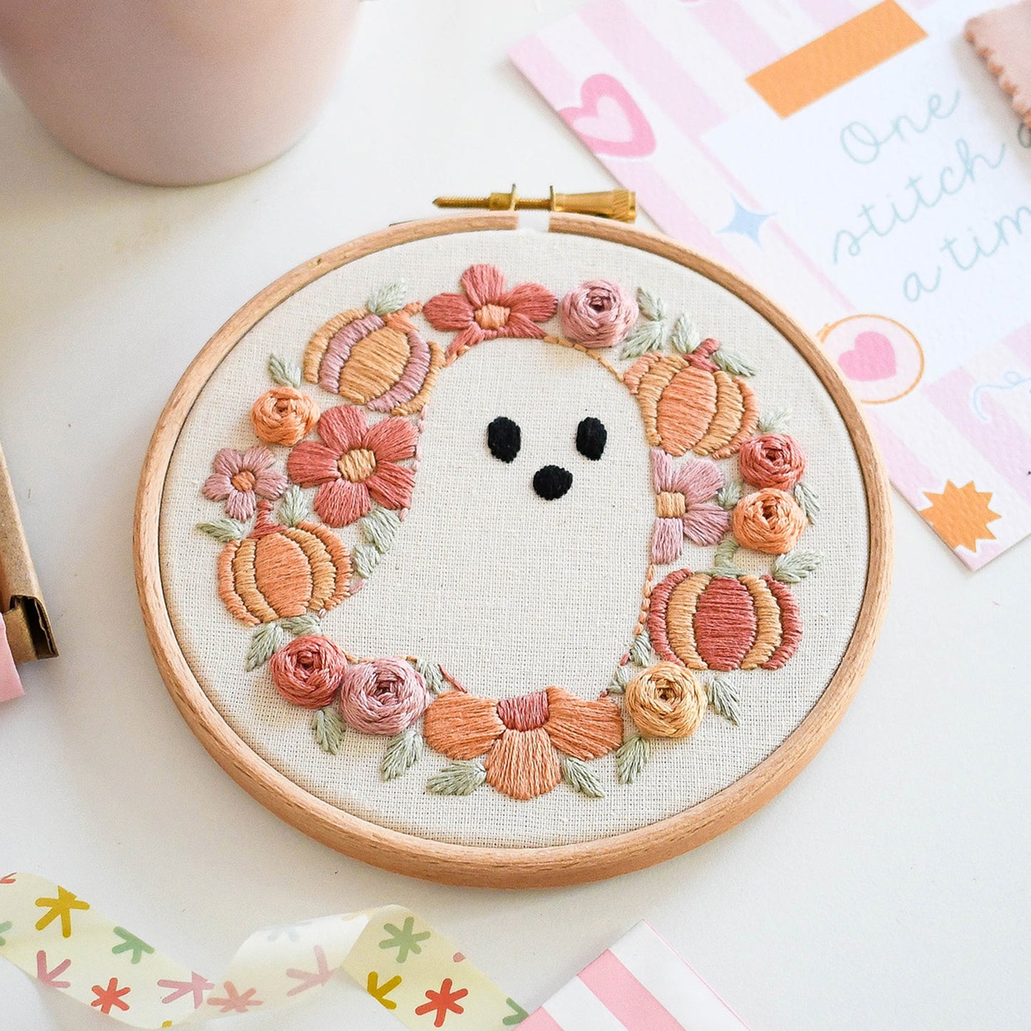 Pumpkin Background Halloween Embroidery Kit - Free UK Delivery