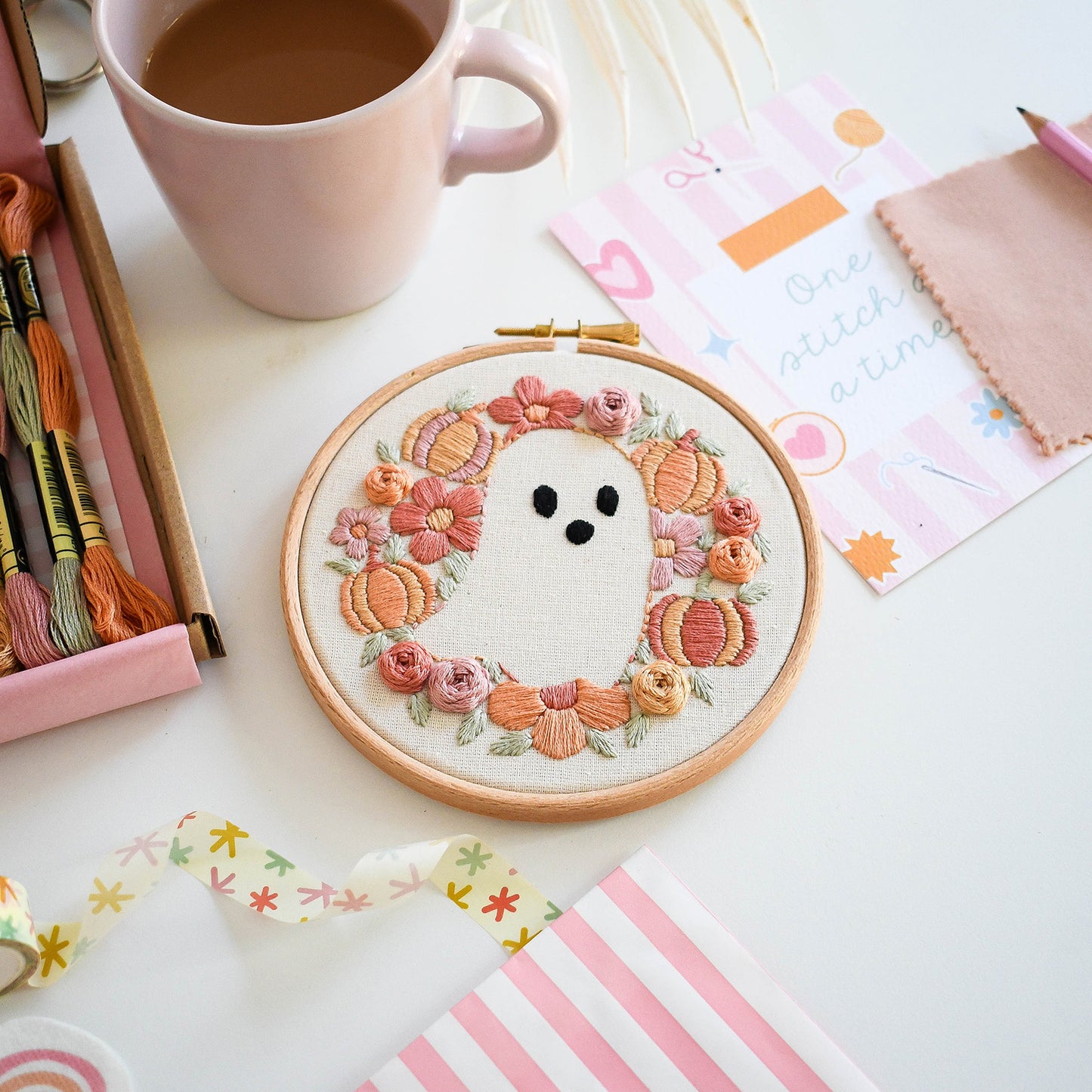 Pumpkin Background Halloween Embroidery Kit - Free UK Delivery