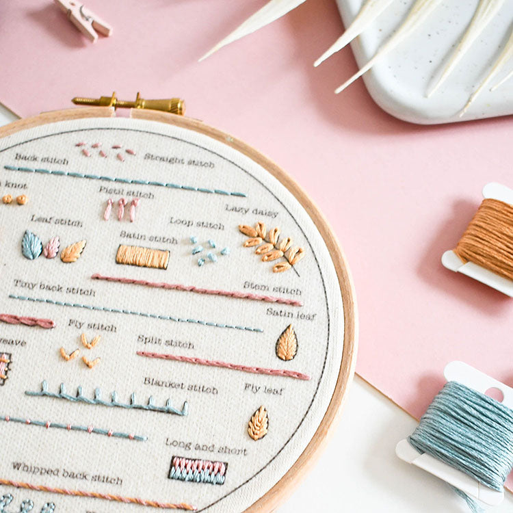 Beginner Embroidery Kit - Learn 24 Stitches-  Free UK delivery