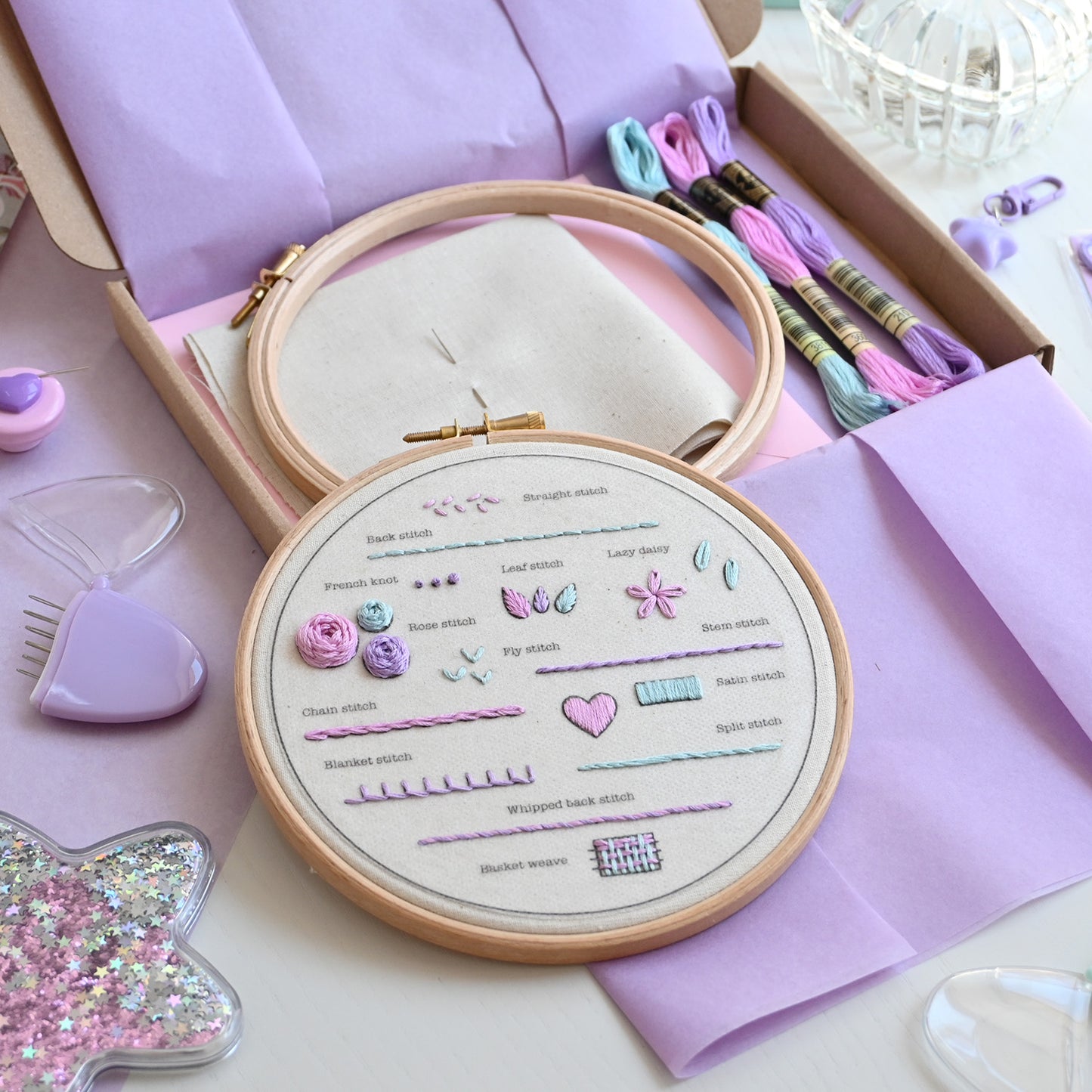 Beginner Embroidery Kit - Learn 14 Stitches - Free UK Delivery