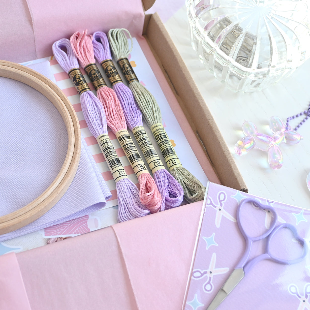 Floral Initial Embroidery Kit (coloured fabric) - Free UK Delivery
