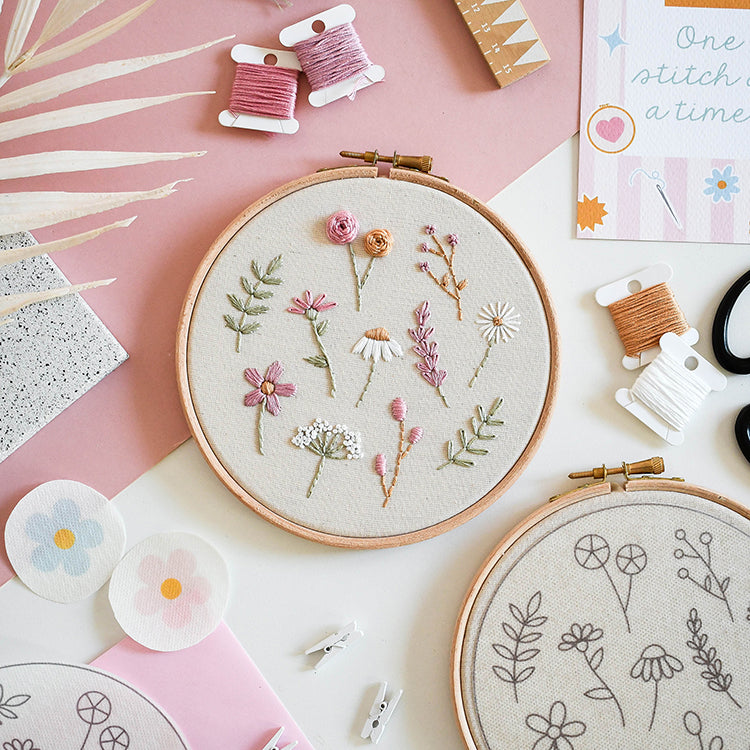 Beginner Embroidery Kit- Wildflowers - Free UK Delivery