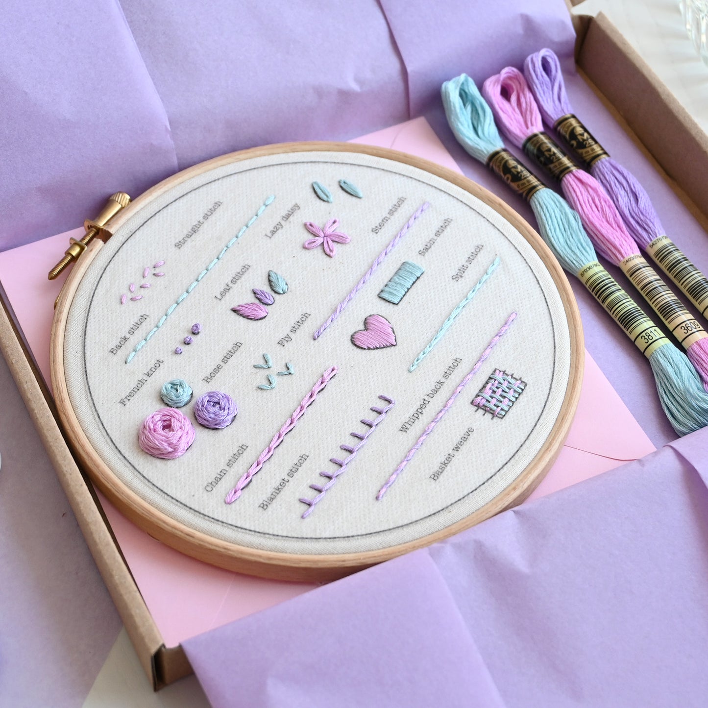 Beginner Embroidery Kit - Learn 14 Stitches - Free UK Delivery