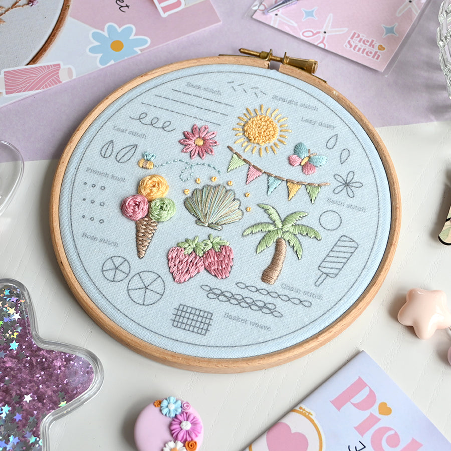 Beginner Embroidery Kit - Summer Fun - Free UK Delivery
