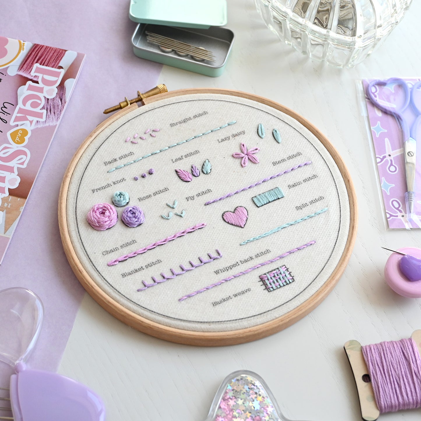 Beginner Embroidery Kit - Learn 14 Stitches - Free UK Delivery