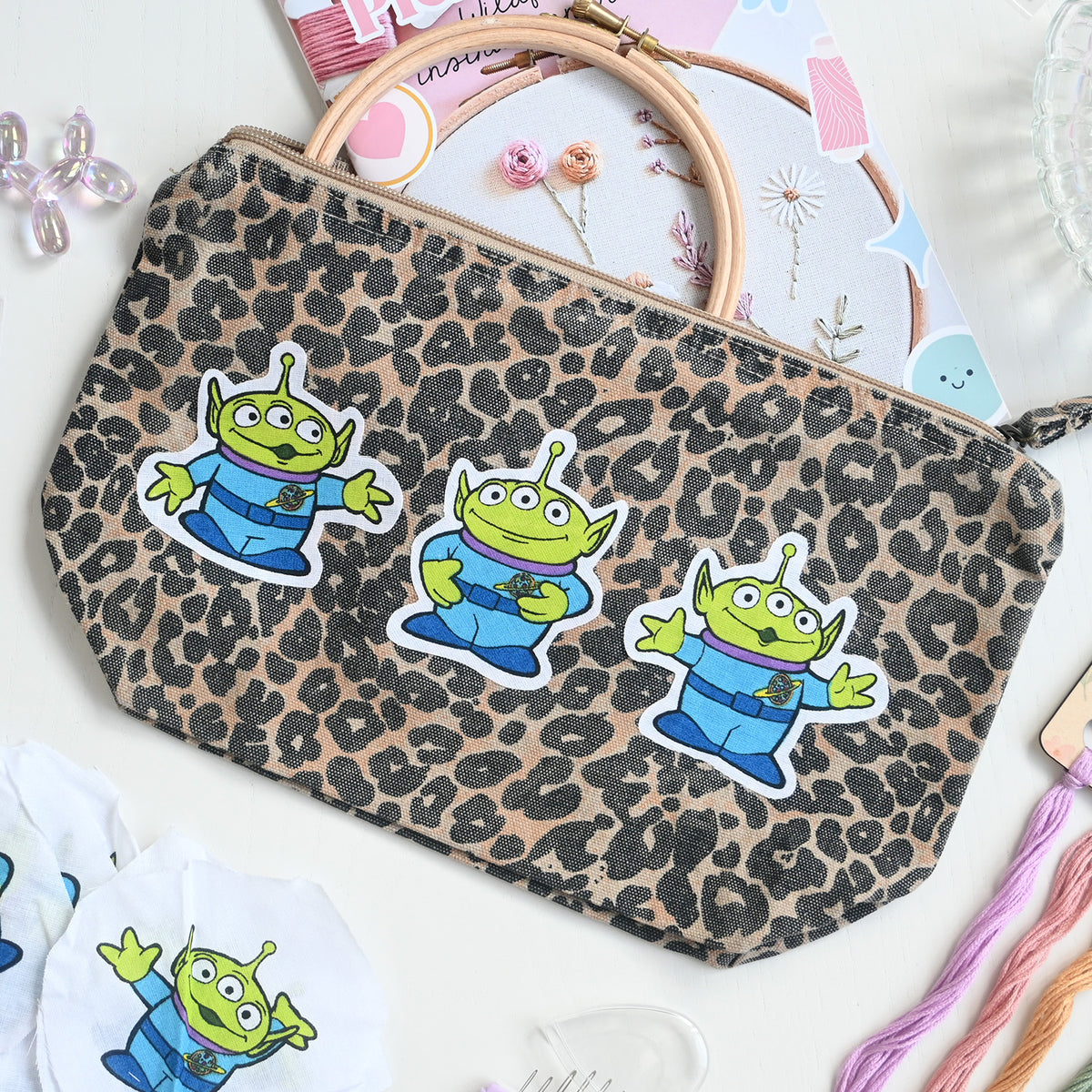 Leopard print craft bag- Cute Aliens - Free UK Delivery