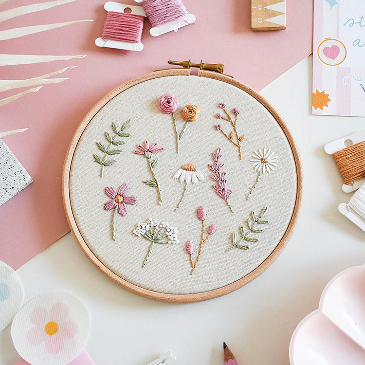 Beginner Embroidery Kit- Wildflowers - Free UK Delivery