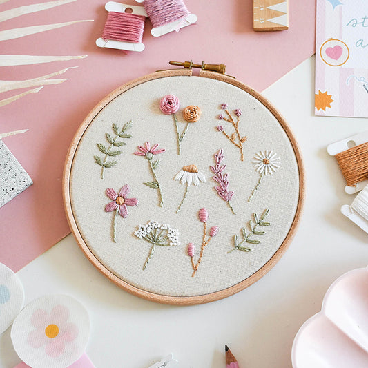 Beginner Embroidery Kit- Wildflowers - Free UK Delivery