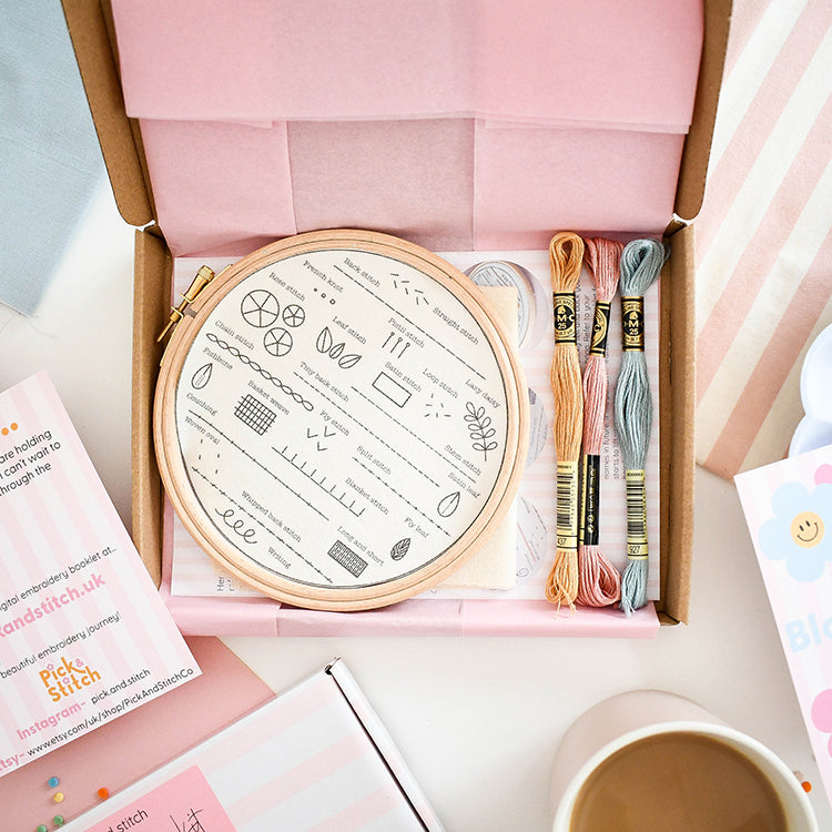 Beginner Embroidery Kit - Learn 24 Stitches-  Free UK delivery