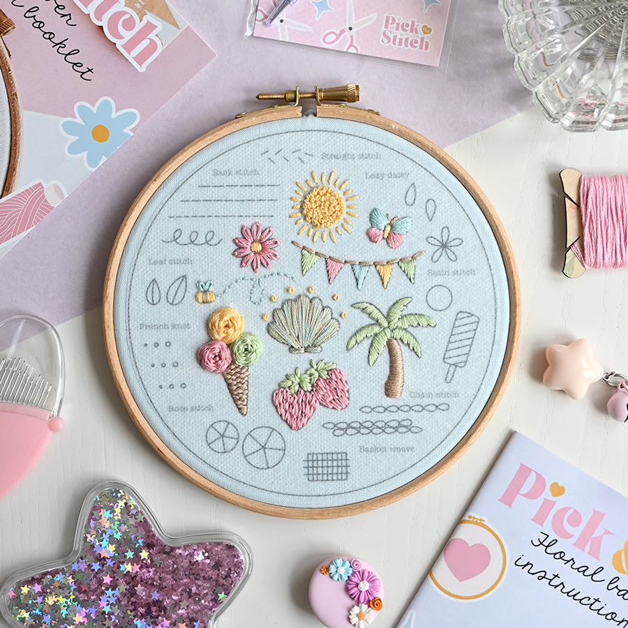 Beginner Embroidery Kit - Summer Fun - Free UK Delivery