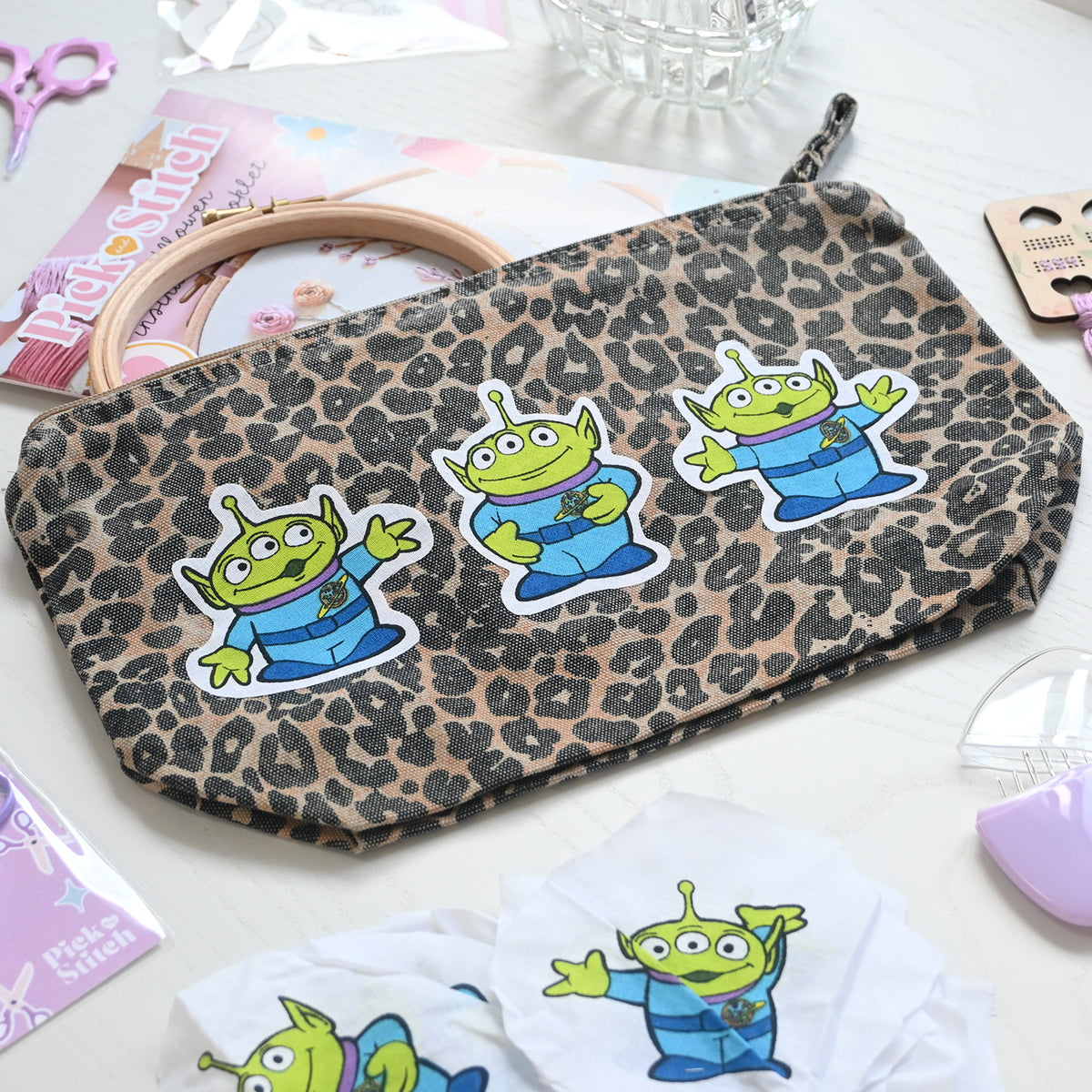 Leopard print craft bag- Cute Aliens - Free UK Delivery