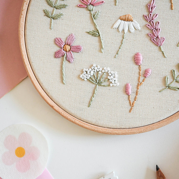 Beginner Embroidery Kit- Wildflowers - Free UK Delivery