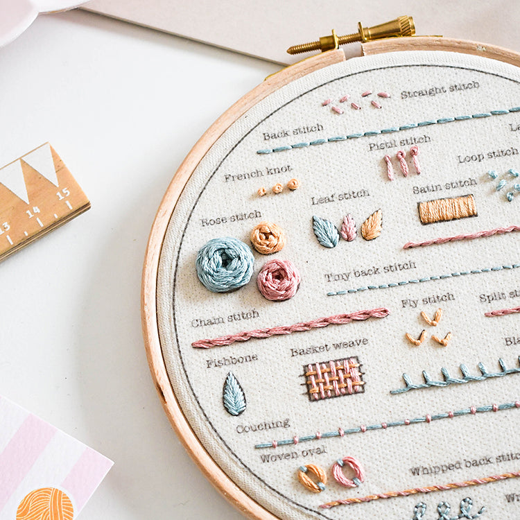 Beginner Embroidery Kit - Learn 24 Stitches-  Free UK delivery