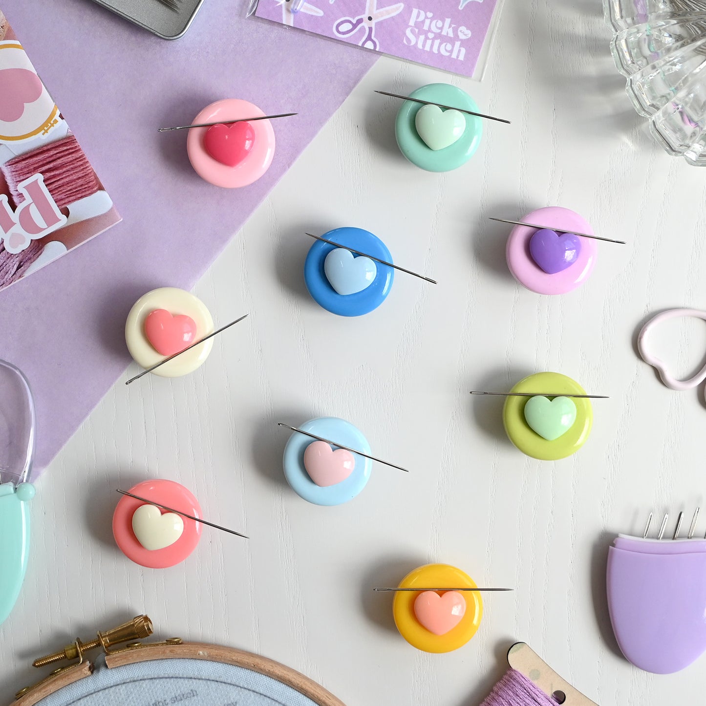 Colourful Heart Needle Minders