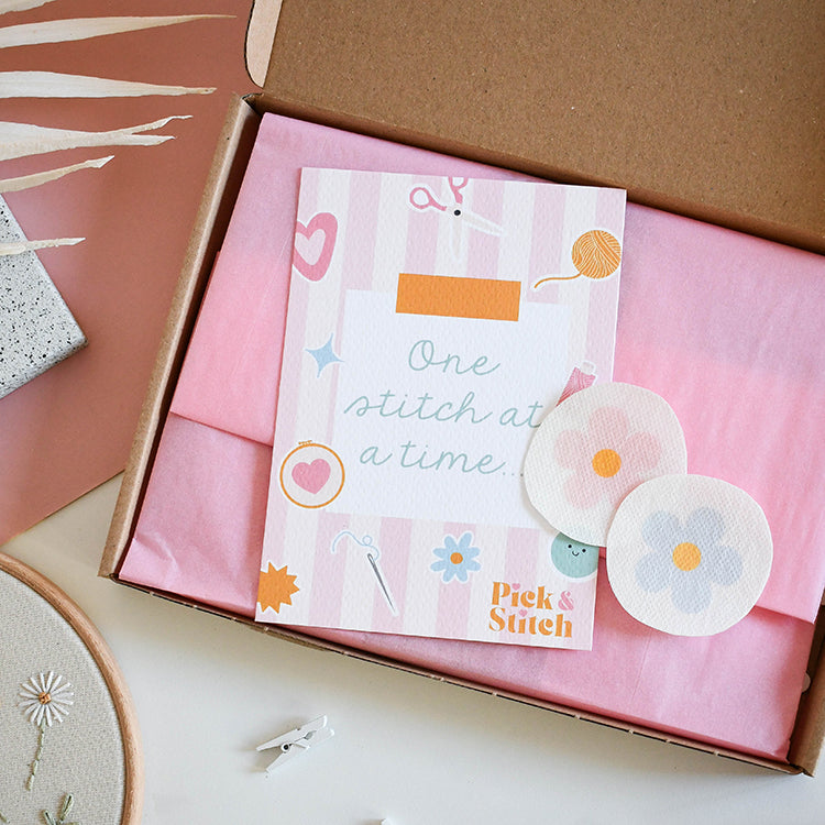 Floral Initial Embroidery Kit (coloured fabric) - Free UK Delivery
