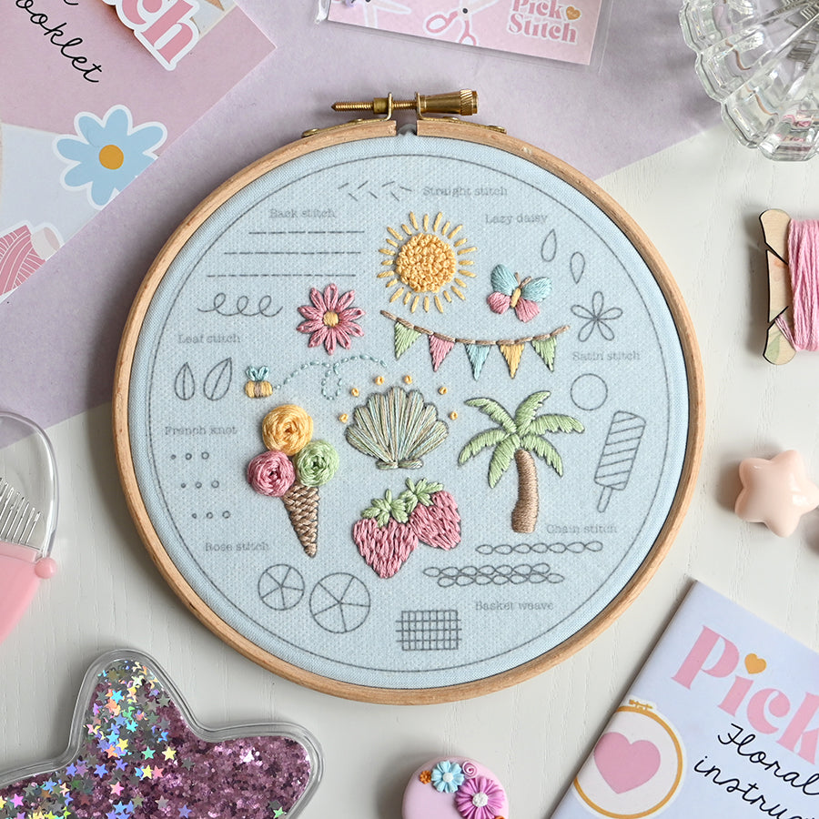 Beginner Embroidery Kit - Summer Fun - Free UK Delivery