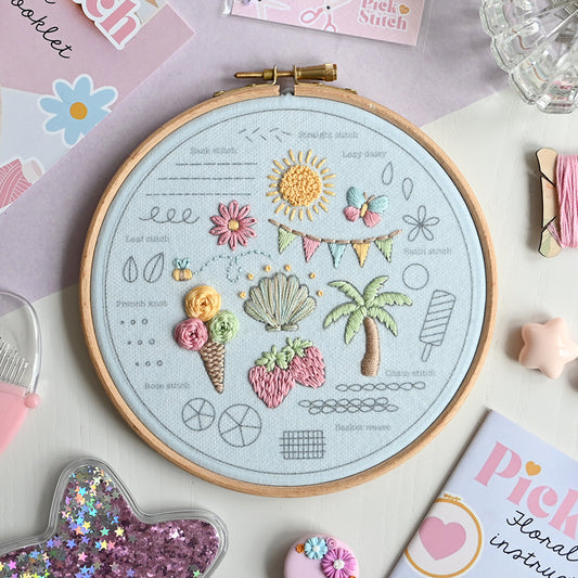 Beginner Embroidery Kit - Summer Fun - Free UK Delivery