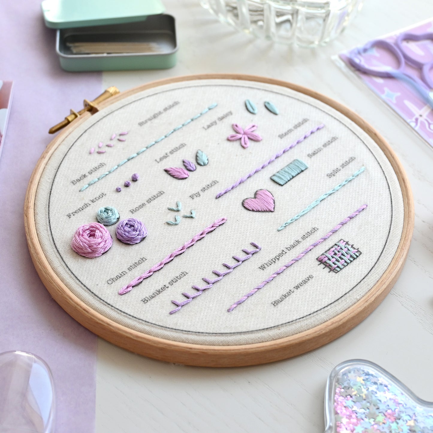 Beginner Embroidery Kit - Learn 14 Stitches - Free UK Delivery