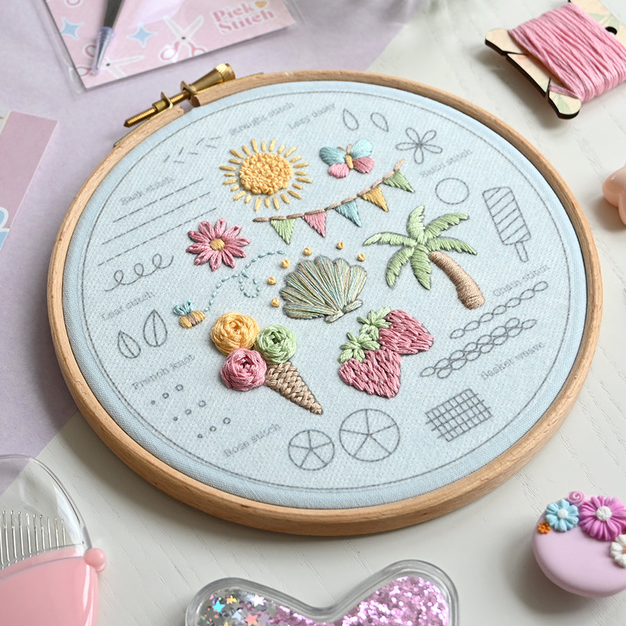 Beginner Embroidery Kit - Summer Fun - Free UK Delivery