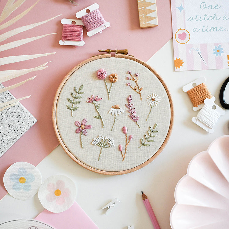 Beginner Embroidery Kit- Wildflowers - Free UK Delivery
