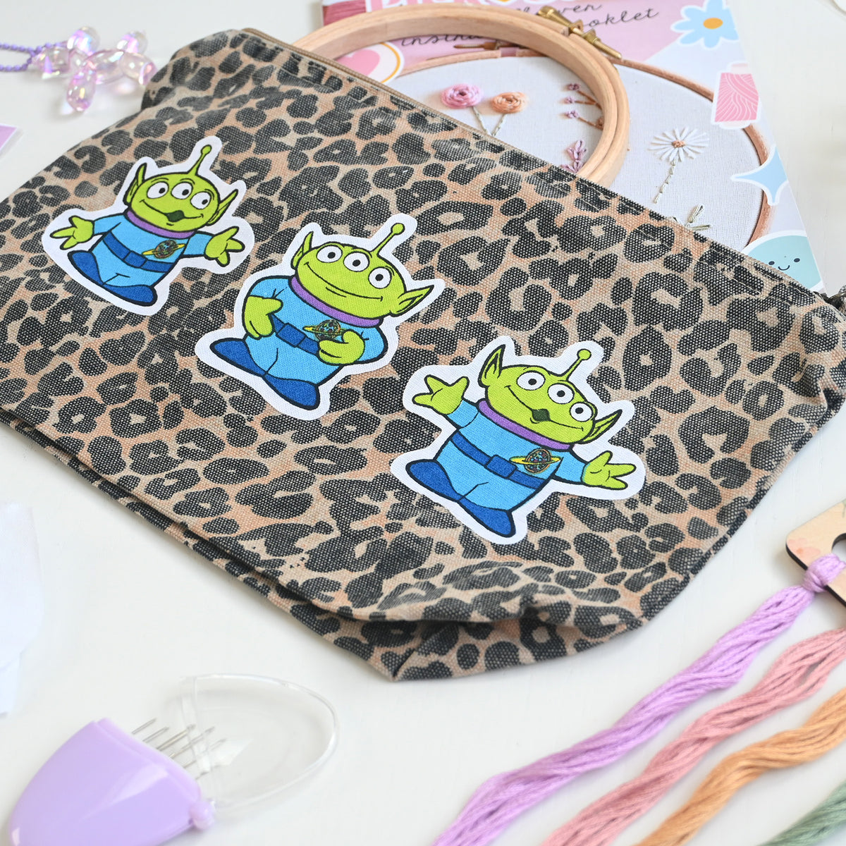 Leopard print craft bag- Cute Aliens - Free UK Delivery