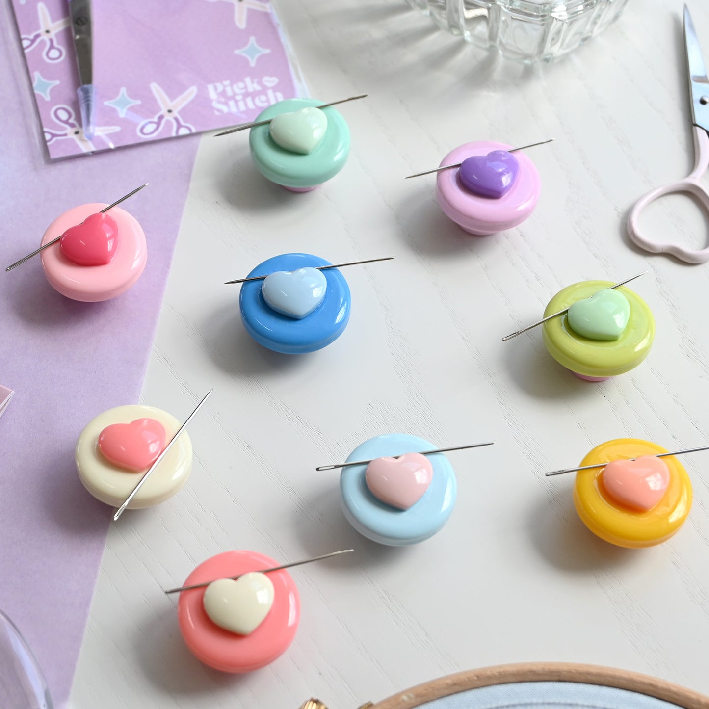Colourful Heart Needle Minders
