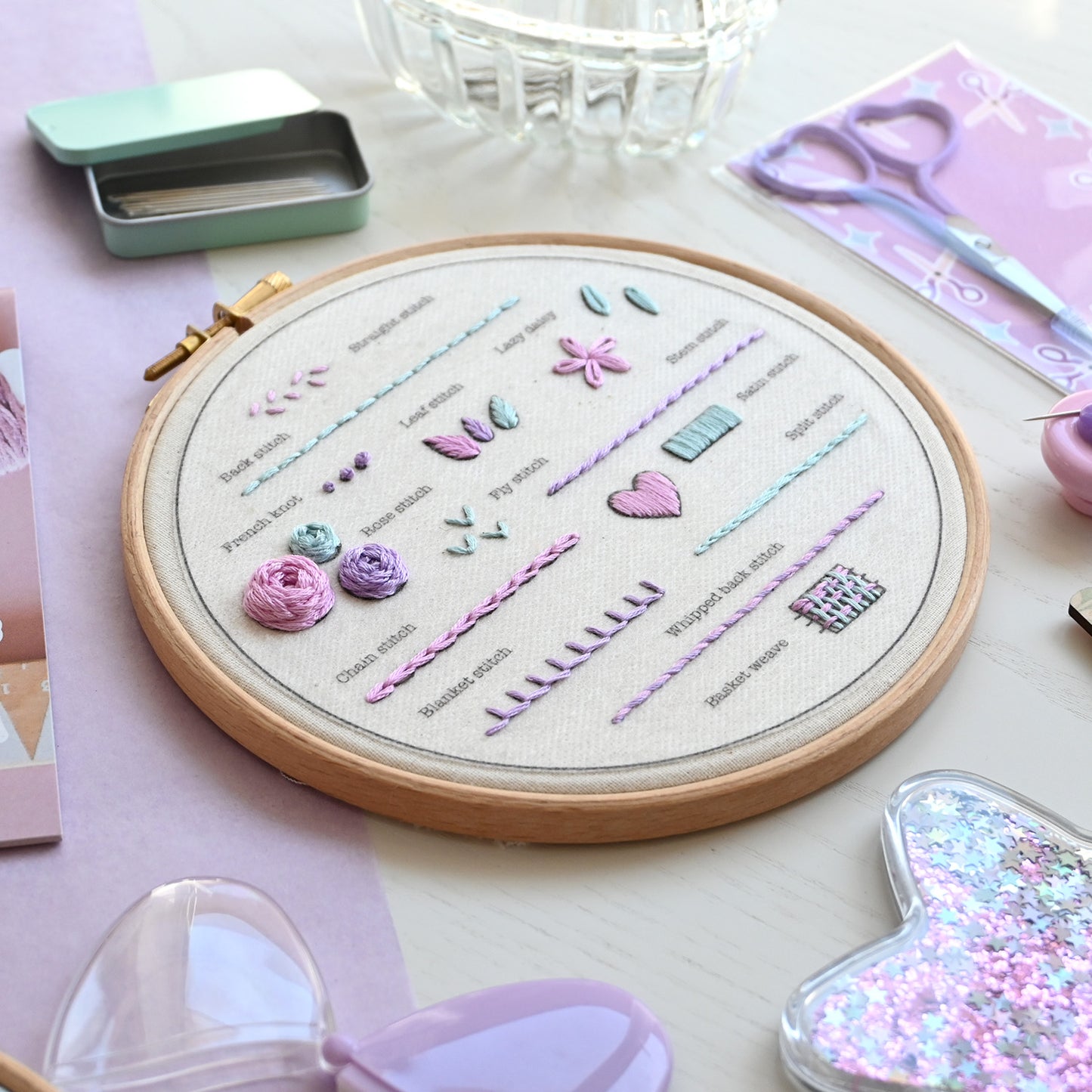 Beginner Embroidery Kit - Learn 14 Stitches - Free UK Delivery