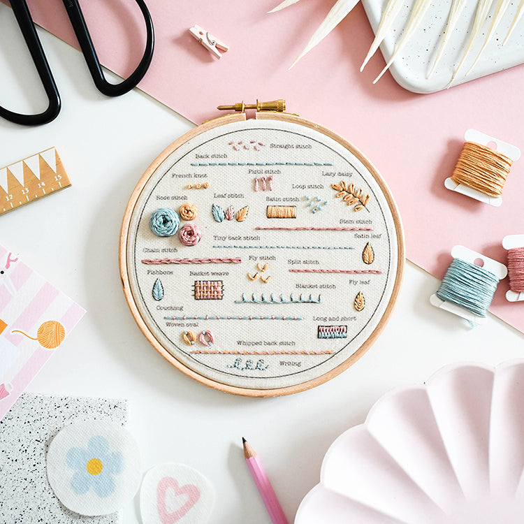 Beginner Embroidery Kit - Learn 24 Stitches-  Free UK delivery