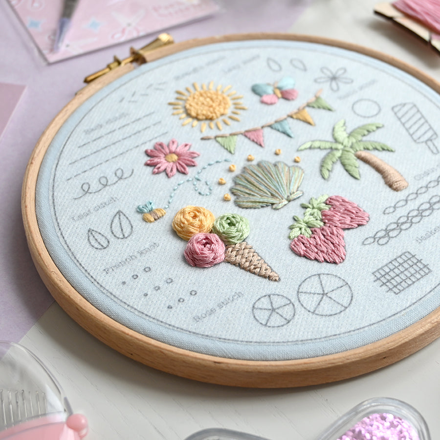 Beginner Embroidery Kit - Summer Fun - Free UK Delivery