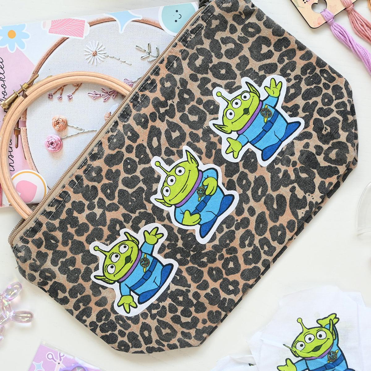 Leopard print craft bag- Cute Aliens - Free UK Delivery