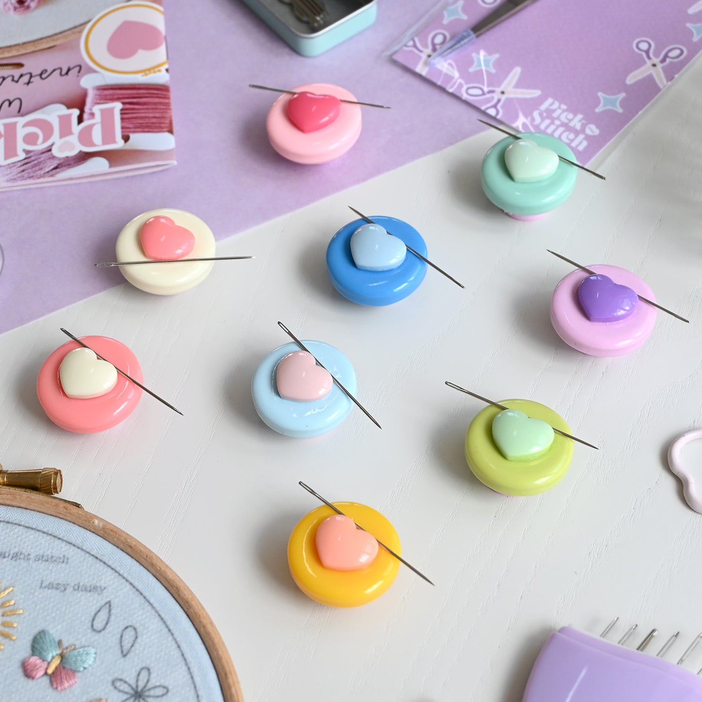 Colourful Heart Needle Minders