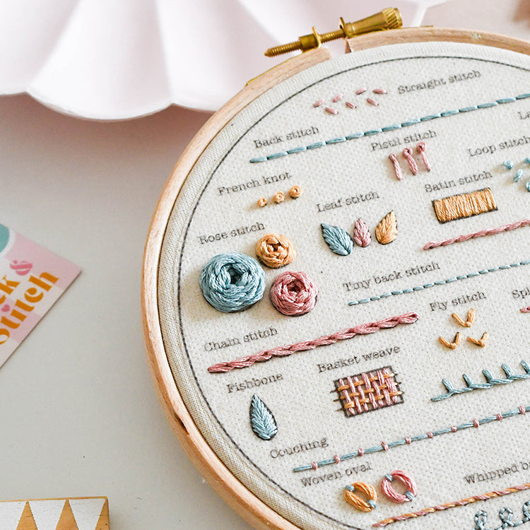 Beginner Embroidery Kit - Learn 24 Stitches-  Free UK delivery