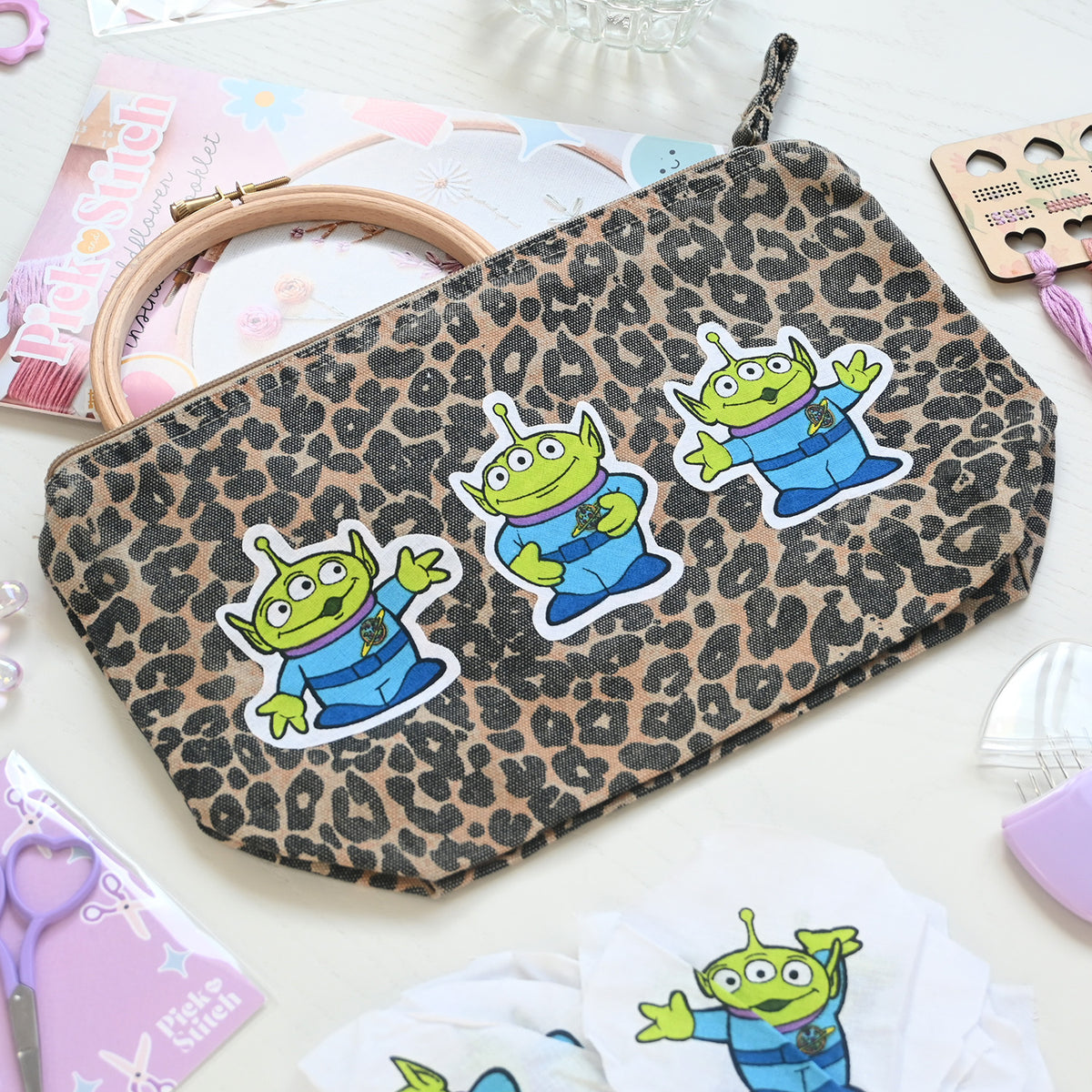 Leopard print craft bag- Cute Aliens - Free UK Delivery