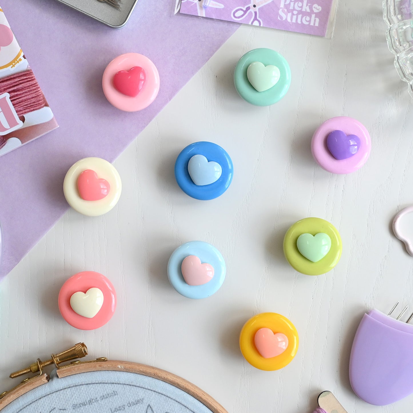 Colourful Heart Needle Minders