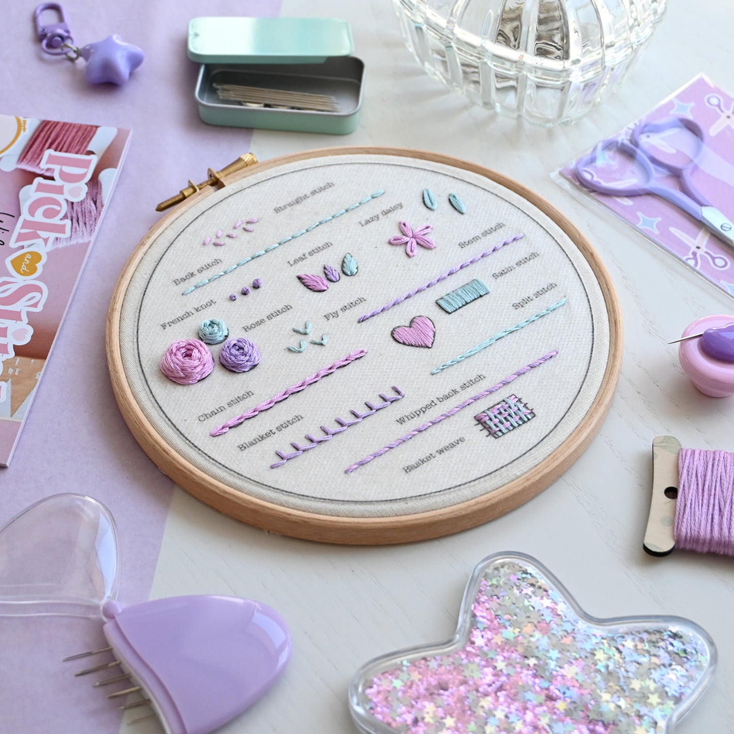 Beginner Embroidery Kit - Learn 14 Stitches - Free UK Delivery
