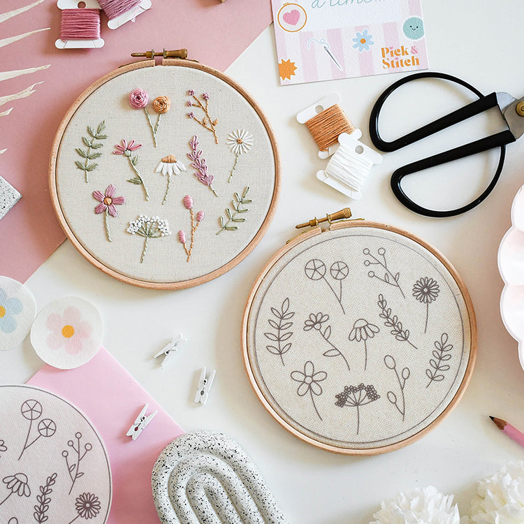 Beginner Embroidery Kit- Wildflowers - Free UK Delivery