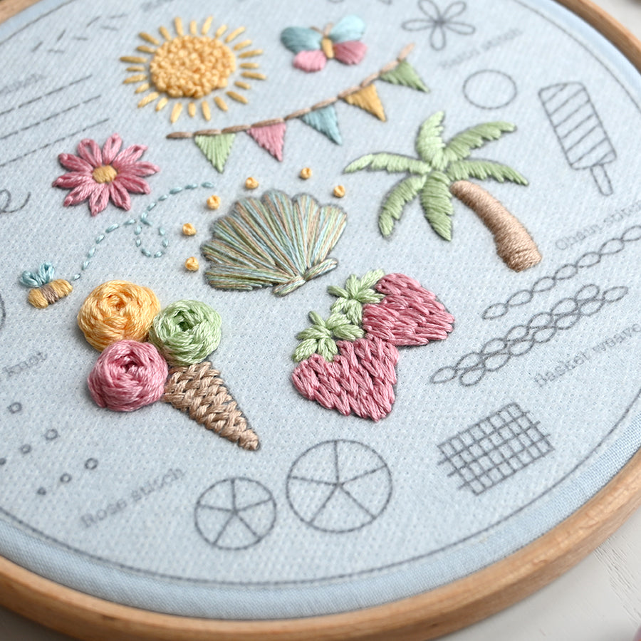 Beginner Embroidery Kit - Summer Fun - Free UK Delivery