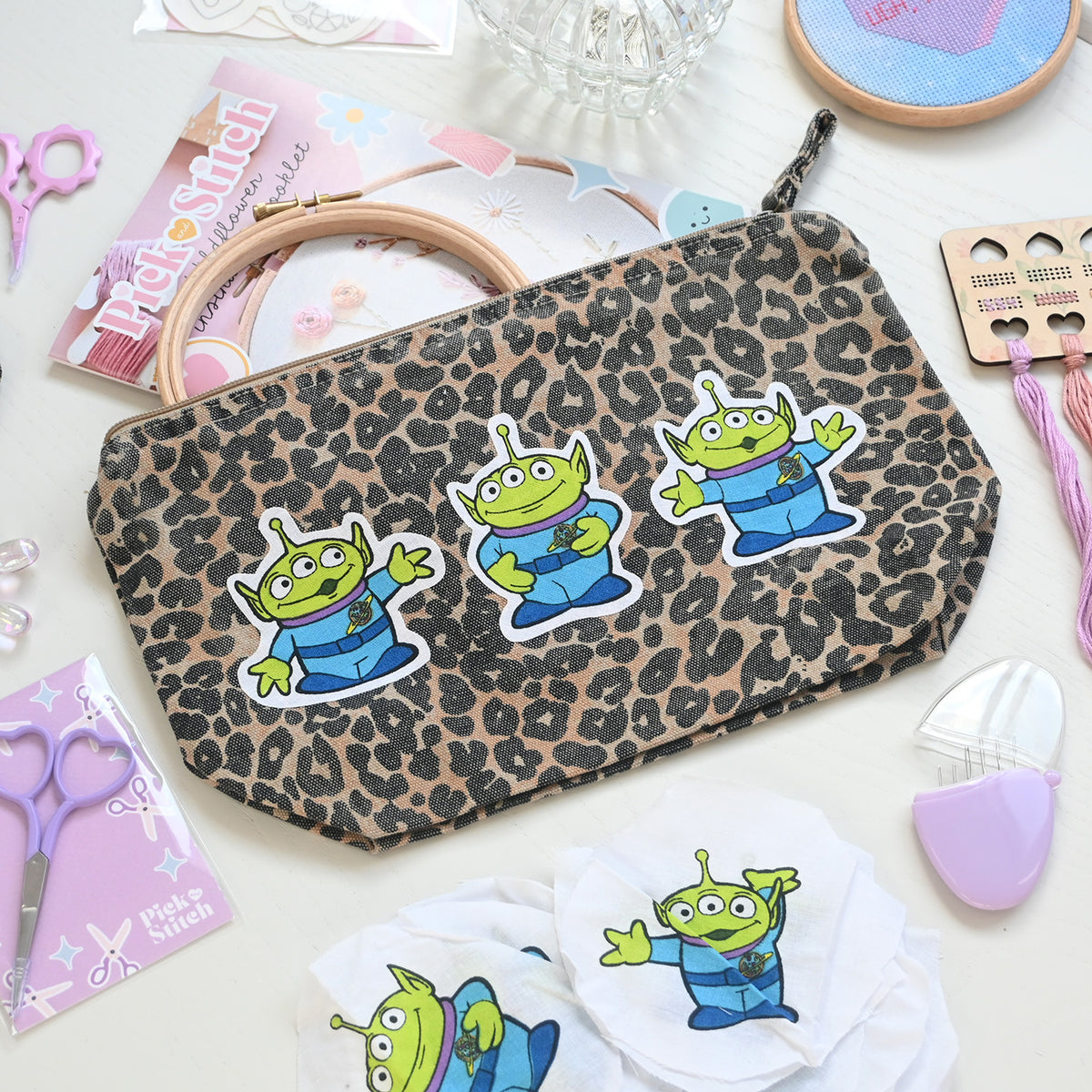 Leopard print craft bag- Cute Aliens - Free UK Delivery