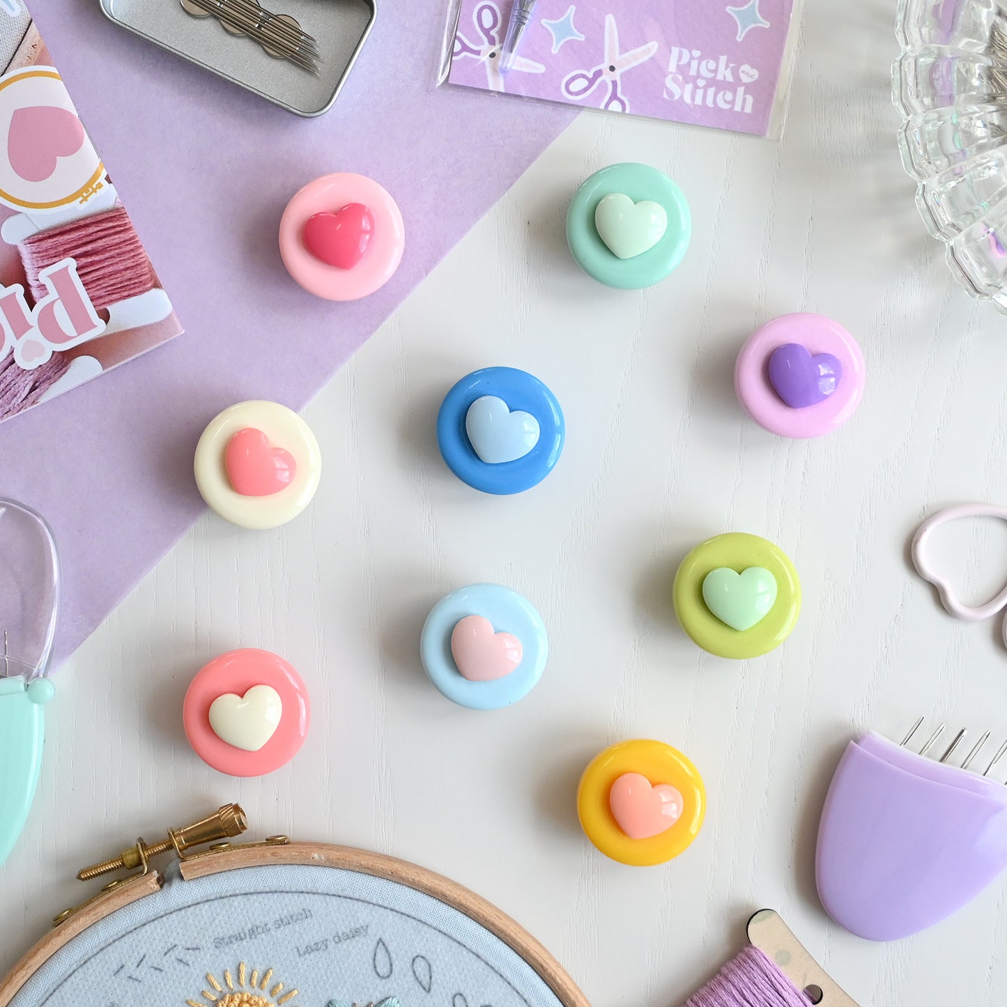 Colourful Heart Needle Minders