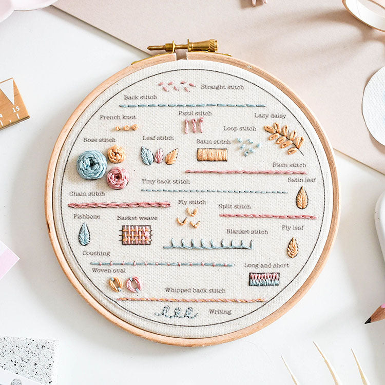 Beginner Embroidery Kit - Learn 24 Stitches-  Free UK delivery
