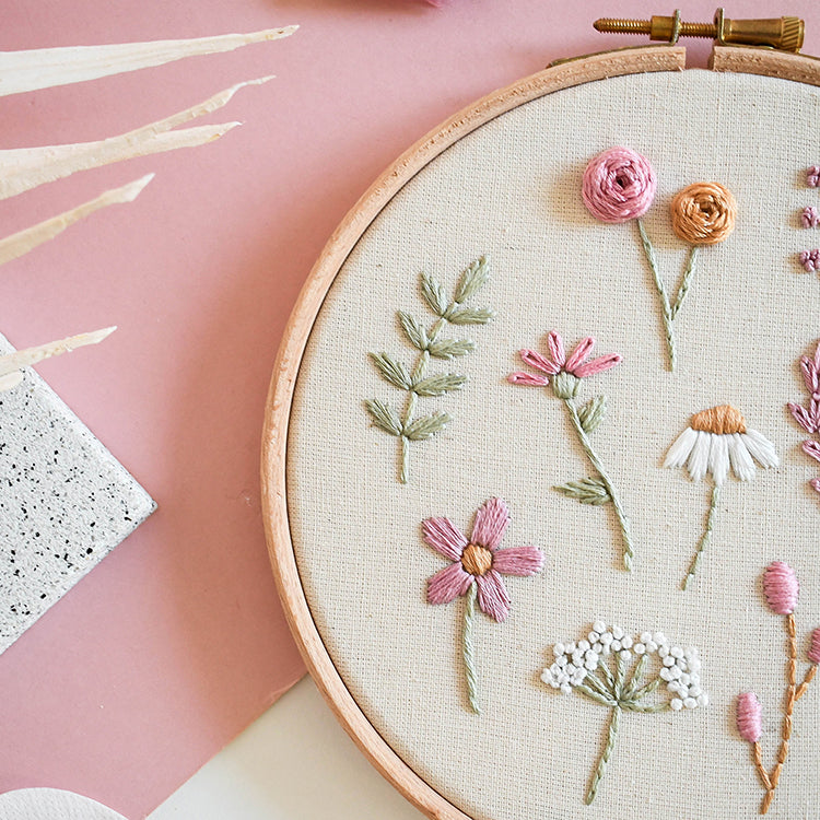 Beginner Embroidery Kit- Wildflowers - Free UK Delivery